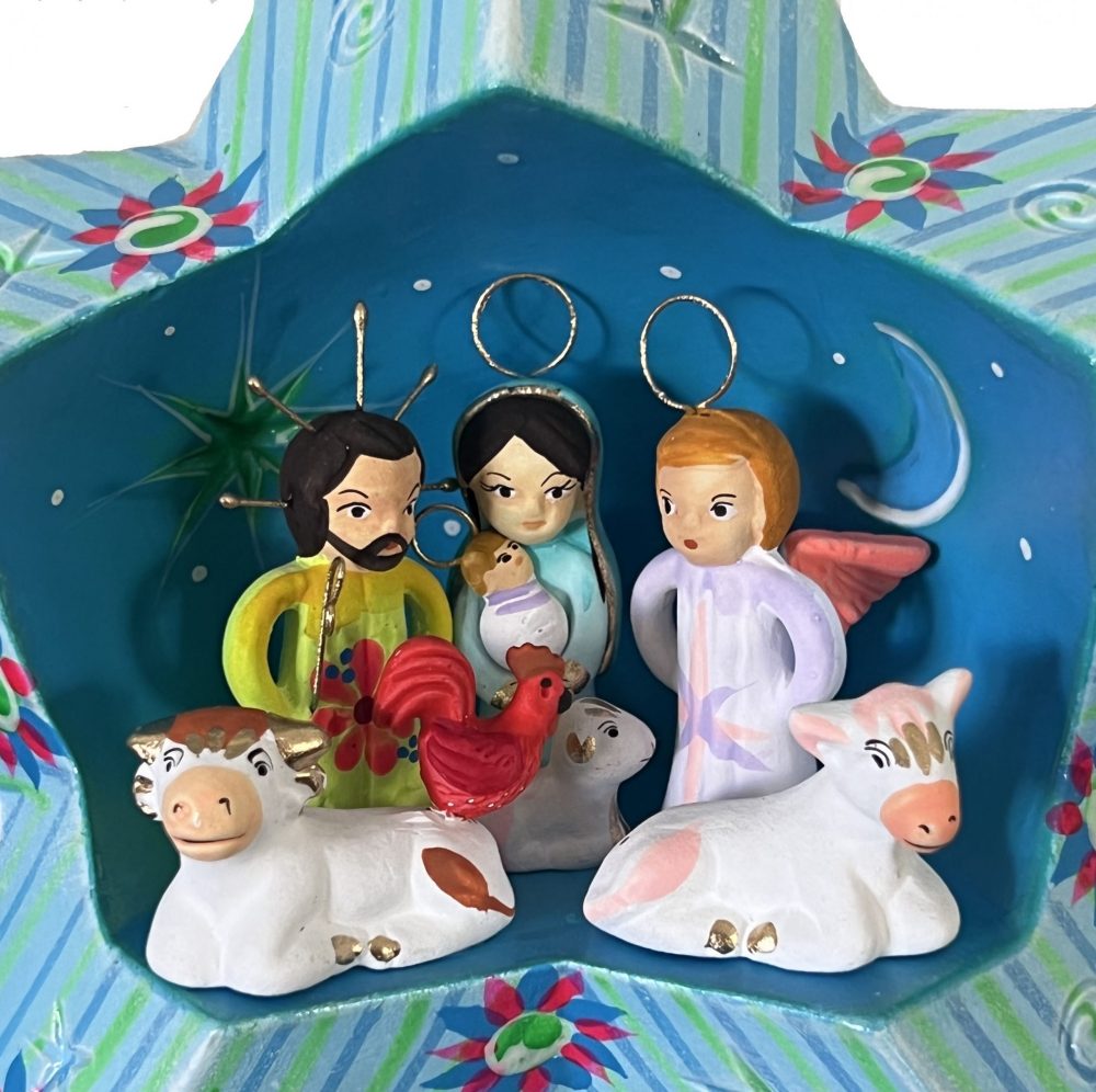 Religious Nativity Scene Star Sky Blue image 1