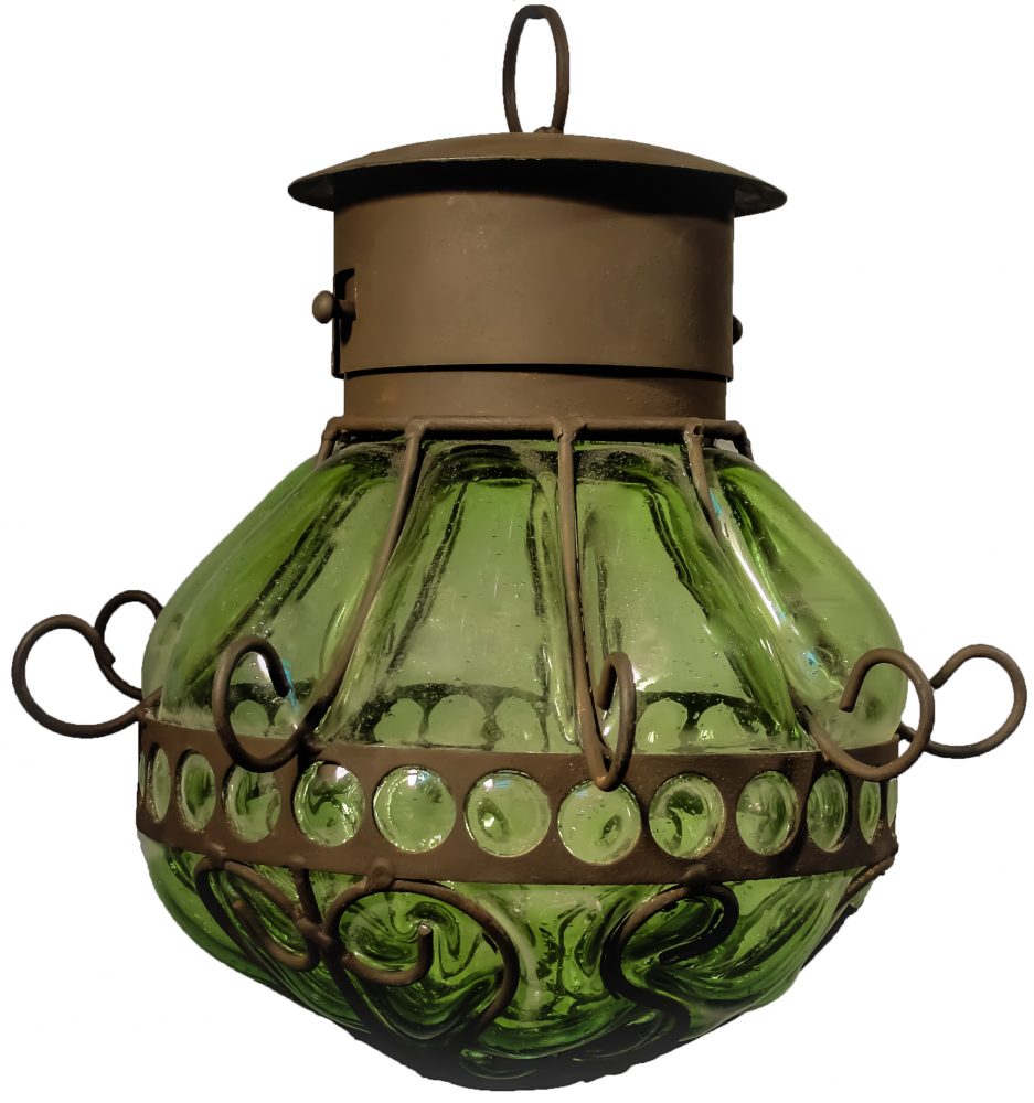 Beautiful Blown Glass Lighting “Candil-Small” 10″ - Green image