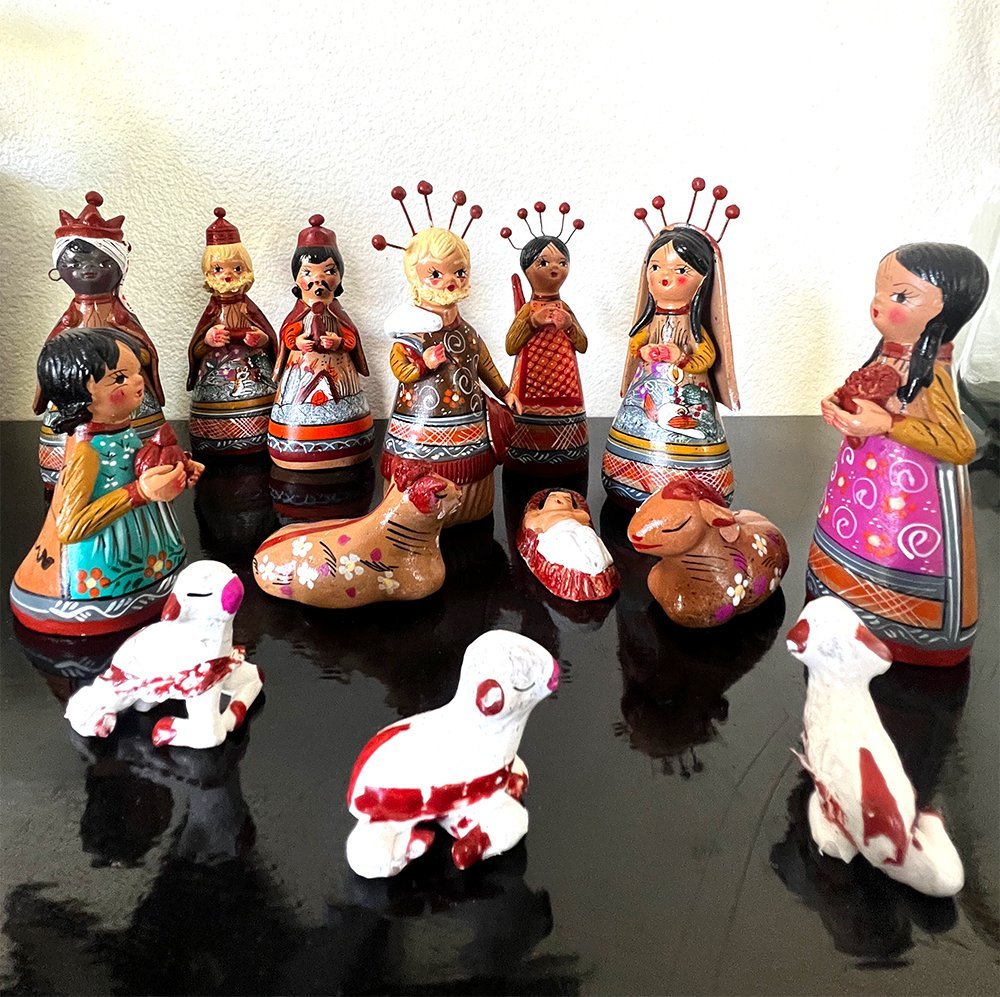 14 Pieces Large Colored Clay Religious Nativity image 1