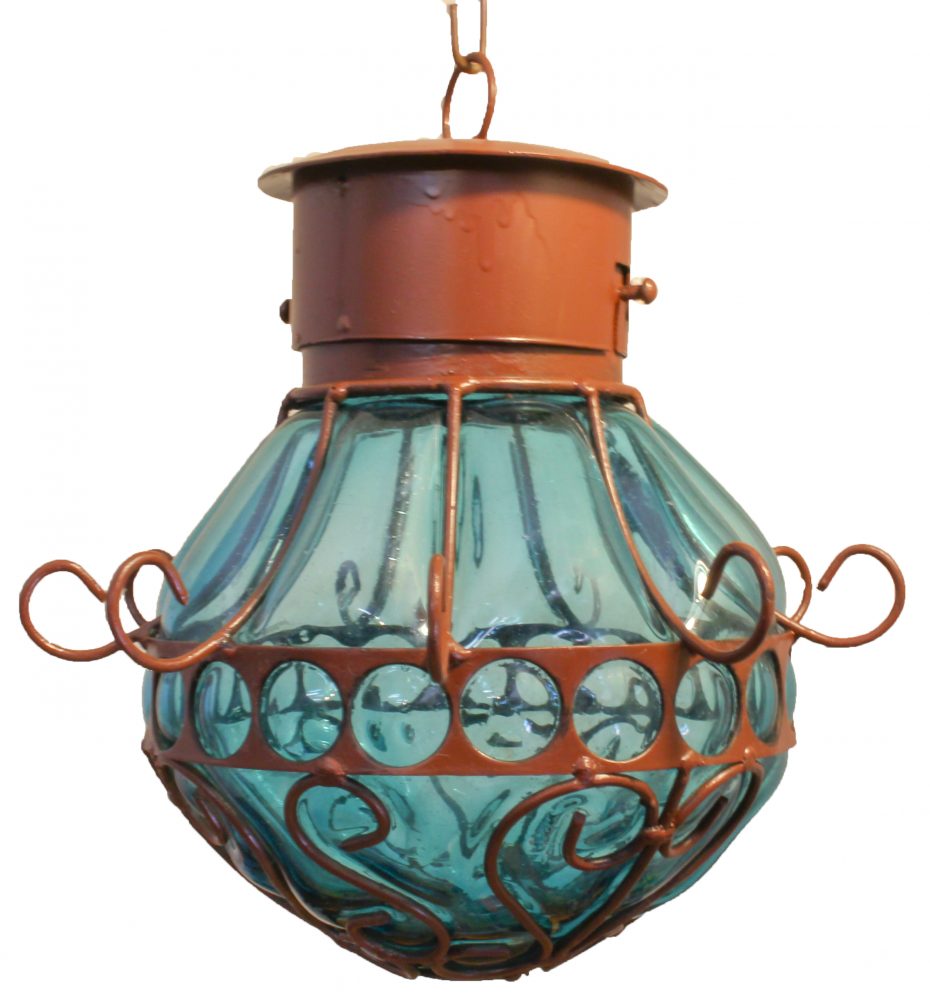 Beautiful Blown Glass Lighting “Candil-Small” 10″ - Aquamarine image