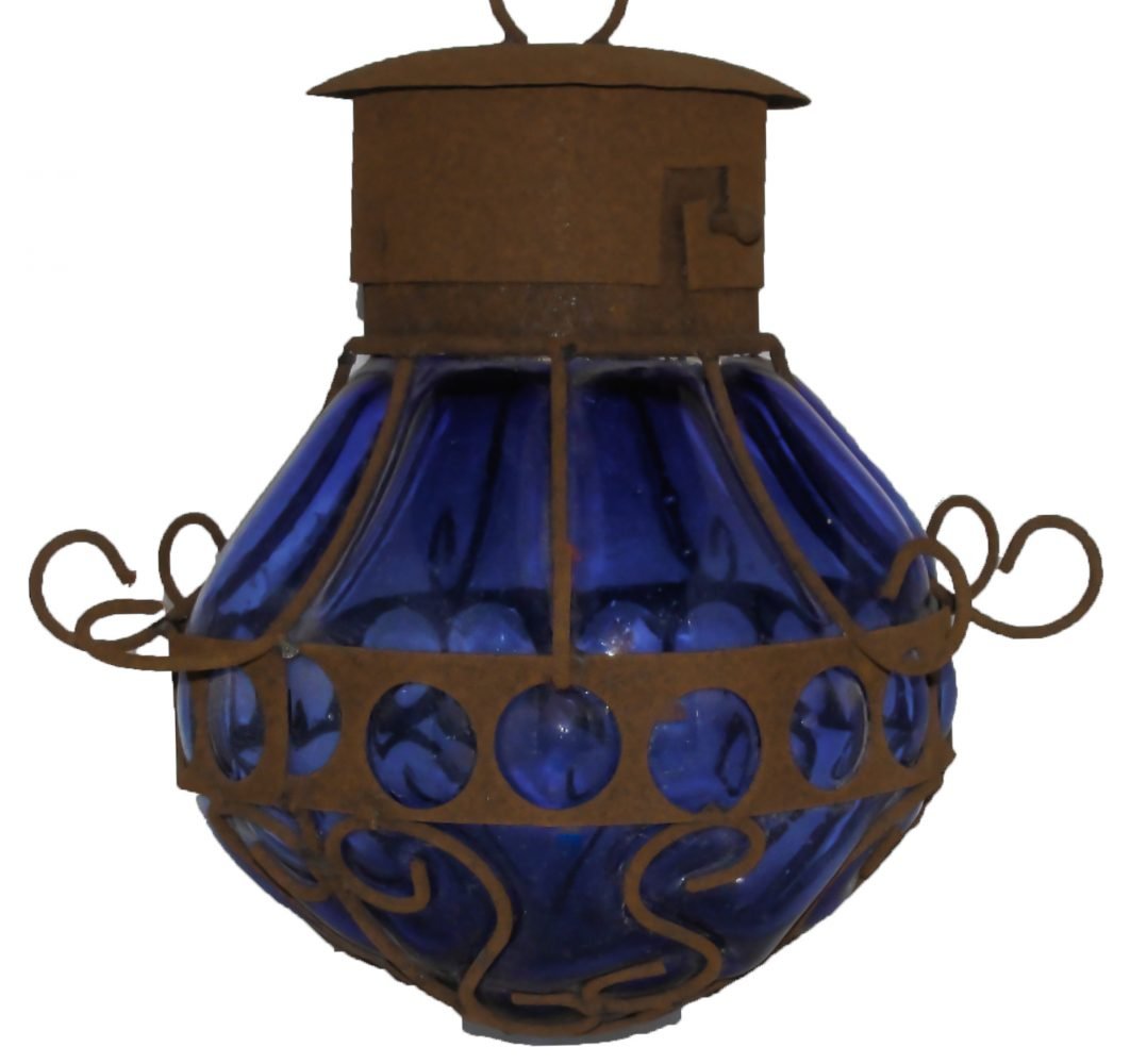 Beautiful Blown Glass Lighting “Candil-Small” 10″ - Blue image