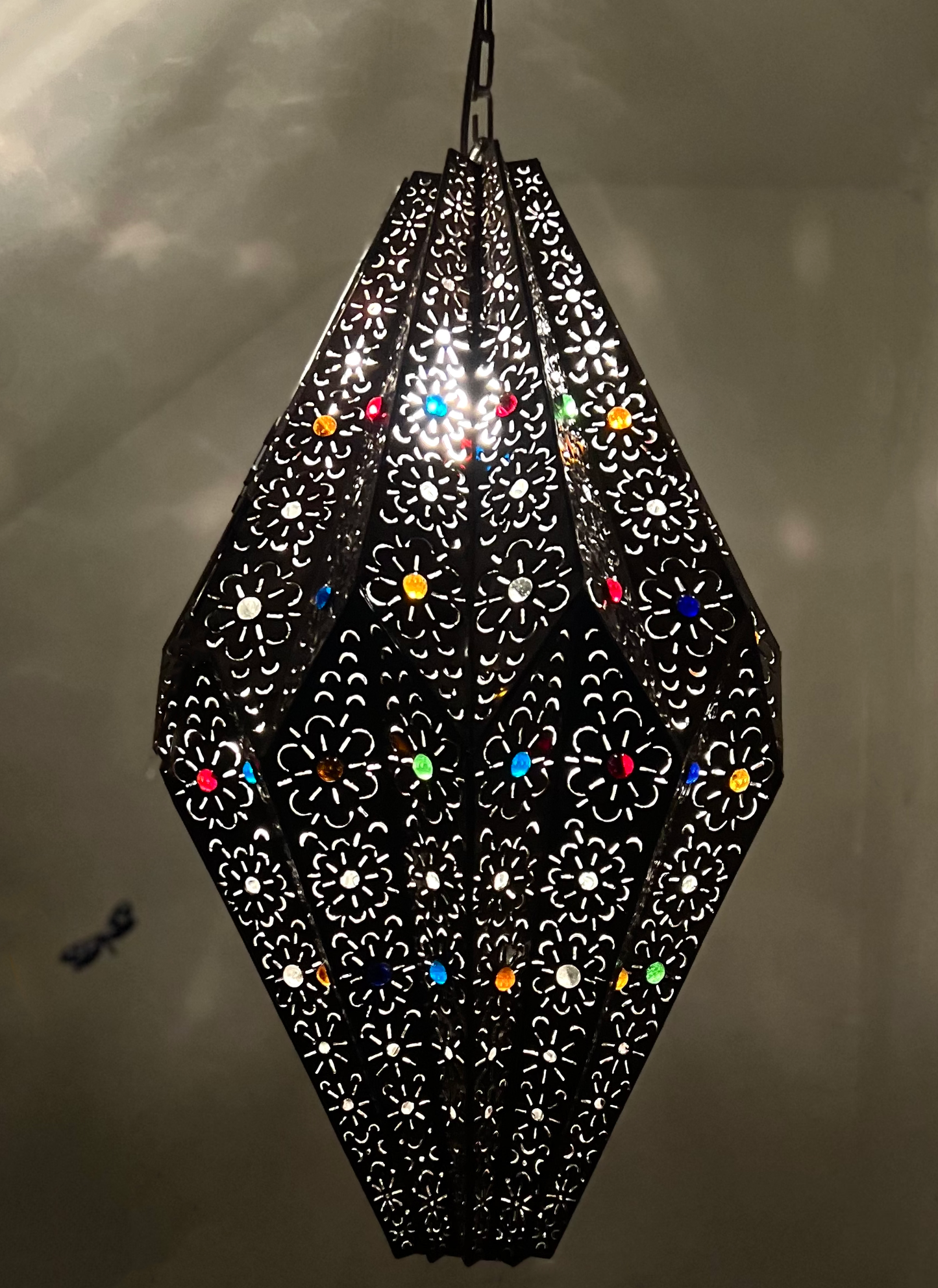 Beautiful Farol Pera Punched Tin and Marble Pendant Lamp 1 image 3