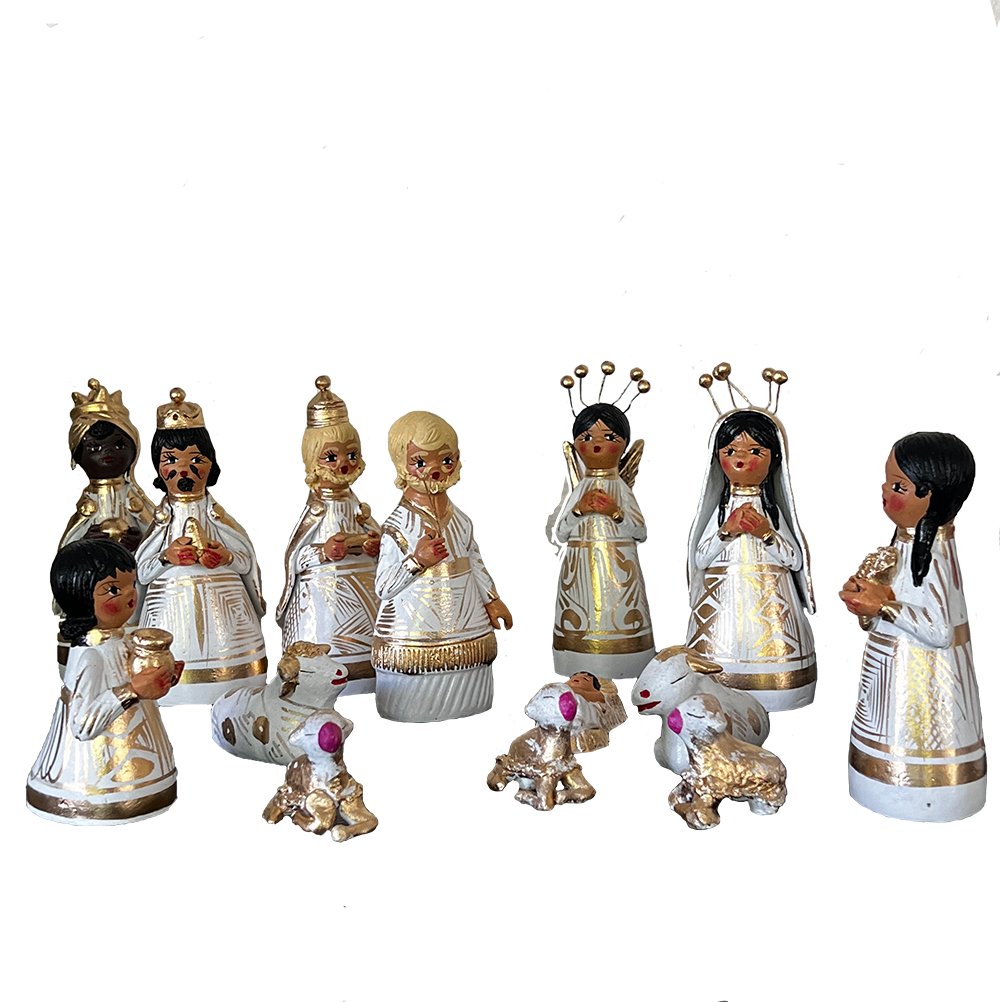 14 Pieces Large Hand Painted Clay Nativity 6in image 2