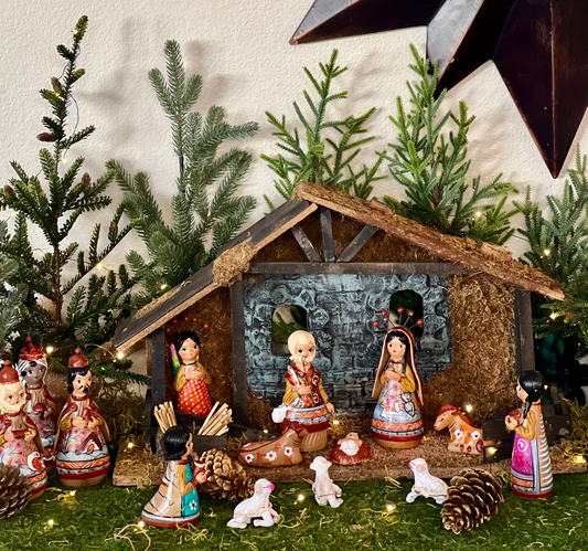 14 Pieces Large Colored Clay Religious Nativity image 0