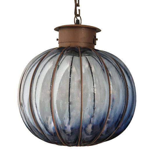 "Calabaza-XL " Blue Blown glass lamp 14" image 0