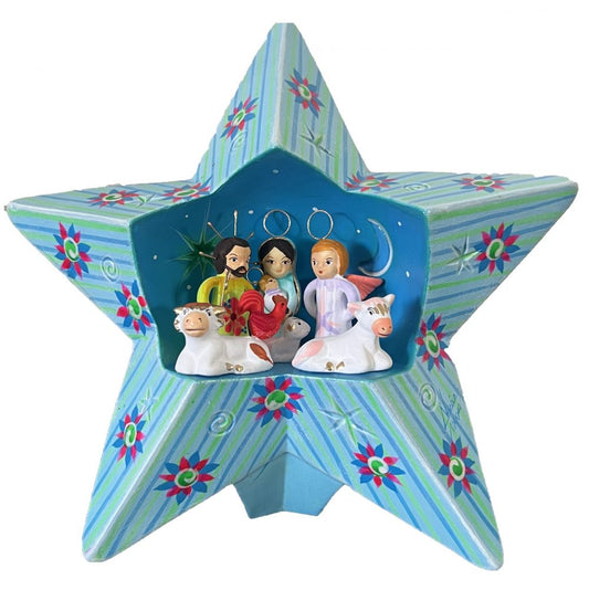 Religious Nativity Scene Star Sky Blue image 0