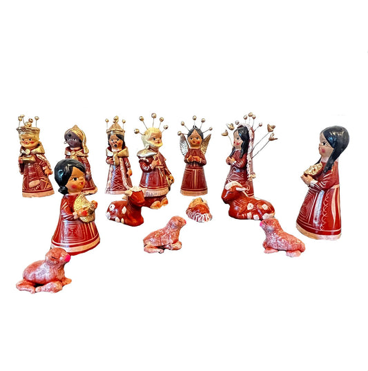 14 Pieces MED Burgundy Nativity Set image 0